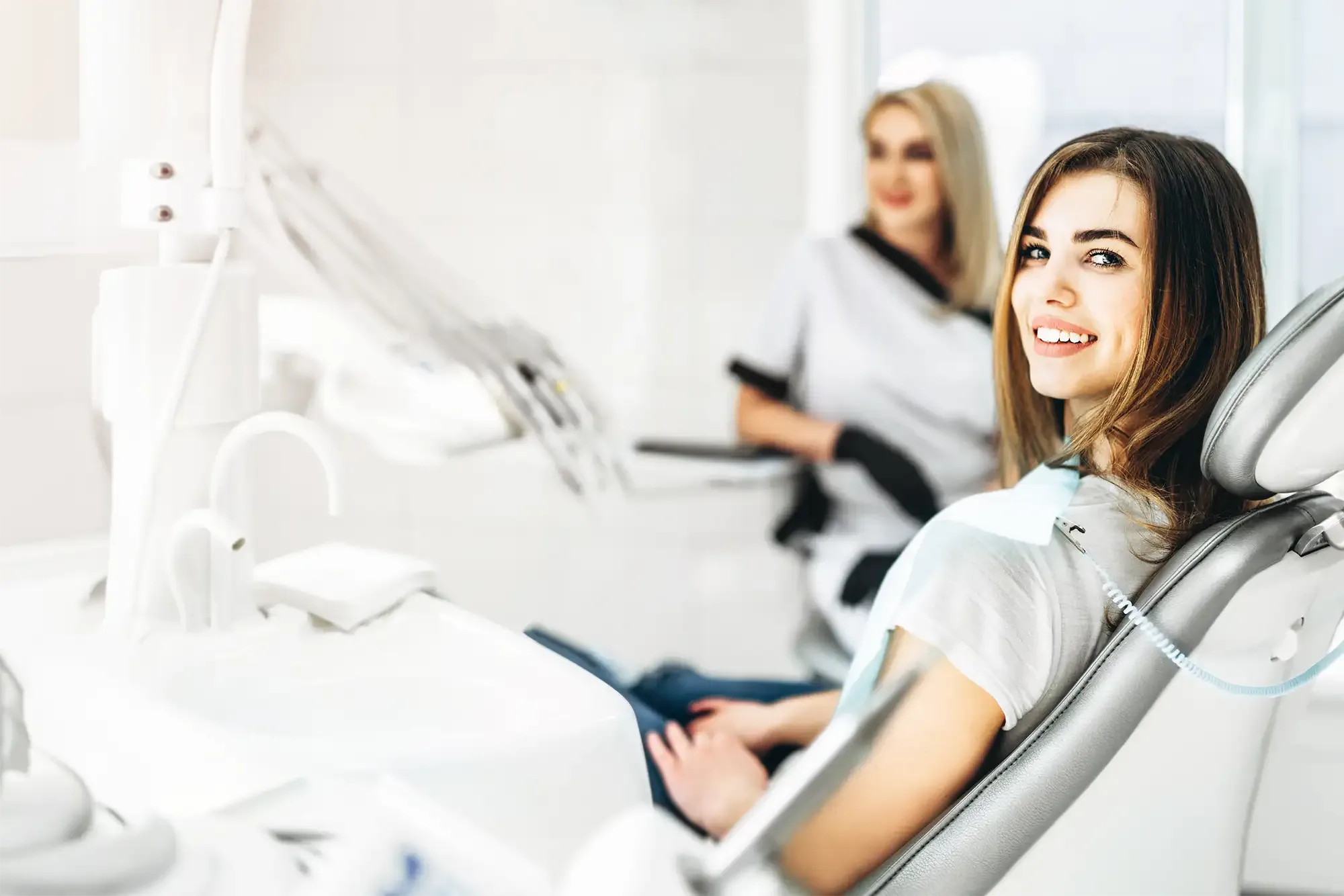 Happy person at dental office