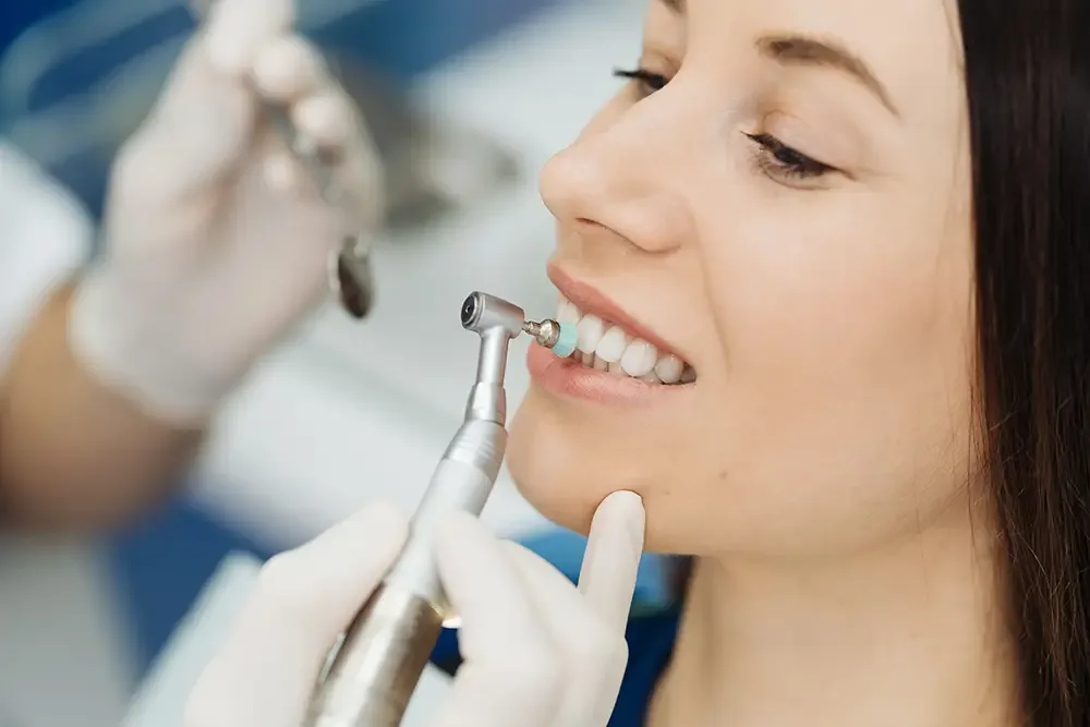 Dental cleaning closeup